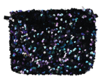 Pochette tissu sequins violet noir