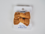 Elastiques Mousse Petit Noeud gaze pois or caramel