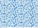 Coupon tissu 50 cm fleuri bleu crème ex1058