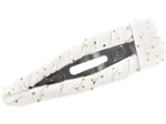 Barrette clic-clac tissu  blanc pailleté