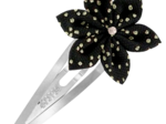 Barrette clic-clac fleur étoile noir pailleté