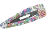 Barrette clic-clac tissu pastel fleuri