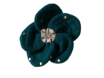 Petite Barrette Pétales de Fleur gaze pois or vert canard