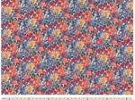 Tissu enduit  au mètre fleuri orange bleu blanc ex1064