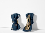 Barrettes clic-clac petits noeuds bulle bronze marine