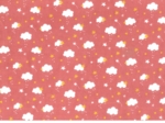 Coupon tissu 50 cm nuages rouge ex1083
