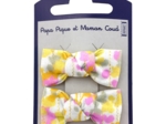 Barrettes clic-clac petits noeuds mimosa jaune rose