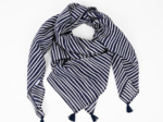 Foulard pompon rayé ivoire marine