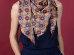Foulard pompon fleurs de savane