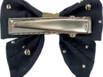 Barrette Mini Noeud Papillon gaze pois or marine