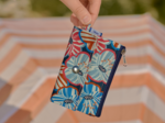 Mini pochette porte-monnaie anémones rayées