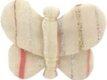 Barrette petit papillon rayé rose argent