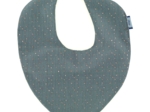 Bavoir bandana gaze pois or bleu gris