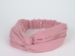 Bandeau croisé enfant gaze pois or rose thé