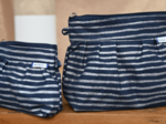 Pochette plissée rayé argent marine