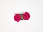 Barrette Noeud Anti-Glisse fuchsia pailleté