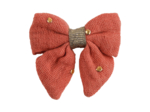 Barrette Mini Noeud Papillon gaze pois or rose blush
