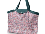Grand sac cabas en tissu boutons rose