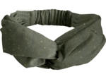 Bandeau croisé gaze pois or kaki