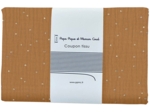 Coupon tissu 1 m gaze pois or caramel