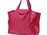 Grand sac cabas en tissu pompons cerise
