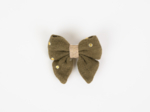 Barrette Mini Noeud Papillon gaze pois or kaki