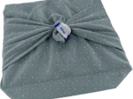 Furoshiki petit 35 x 35 cm gaze pois or bleu gris