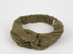 Bandeau croisé gaze pois or kaki