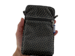Pochette téléphone matelassée  paille dorée noir