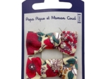 Barrettes clic-clac petits noeuds coquelicot