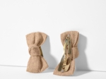 Barrettes clic-clac petits noeuds gaze pailletée camel