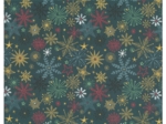 Coupon tissu 1 m ex2556 noel étoile de noel or vert bleu