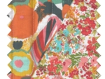 Tissu ex2436 matelassé fleuri vert orange