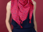 Foulard pompon pompons cerise