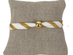 Bracelet tissu Lisa 7mm rayé or blanc