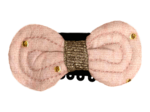 Barrette Noeud Anti-Glisse gaze pois or rose