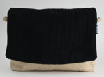 Rabat besace carré grand velours côtelé large noir