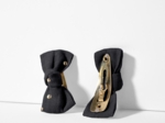 Barrettes clic-clac petits noeuds gaze pois or noir