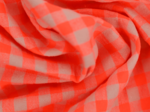 Tissu coton au mètre ex2426 vichy seersucker orange fluo