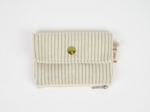 Mini pochette porte-monnaie velours côtelé large ivoire
