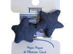 Barrettes clic-clac étoile jean fin