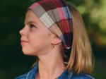 Bandeau fichu Enfant tartan lurex rubis