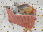 Trousse de toilette rectangle velours côtelé rose blush