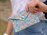 Petite pochette enveloppe champêtre bleuté