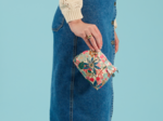Mini pochette plissée cerise en fleur