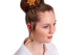 Barrette fleur étoile 4 paille dorée caramel