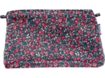 Pochette tissu camelias rubis