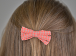 Barrette ruban petit  vichy orange fluo