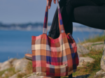 Sac tote bag pliable tartan lurex rubis