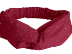 Bandeau croisé gaze pois or grenat